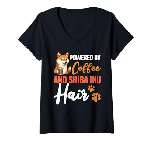 Damen Shiba Inu Hund T-Shirt mit V-Ausschnitt von Shiba Inu Gifts for Men and Women
