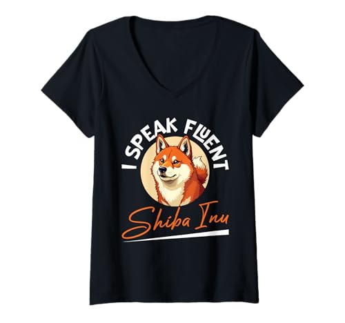 Damen Shiba Inu Hund T-Shirt mit V-Ausschnitt von Shiba Inu Gifts for Men and Women