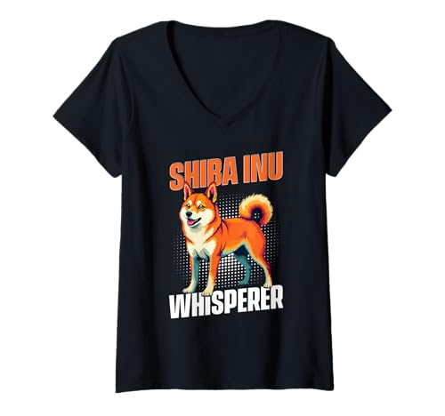 Damen Shiba Inu Hund T-Shirt mit V-Ausschnitt von Shiba Inu Gifts for Men and Women