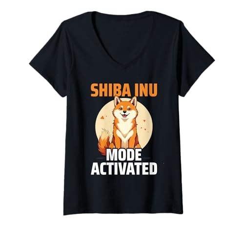 Damen Shiba Inu Hund T-Shirt mit V-Ausschnitt von Shiba Inu Gifts for Men and Women