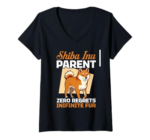 Damen Shiba Inu Hund T-Shirt mit V-Ausschnitt von Shiba Inu Gifts for Men and Women