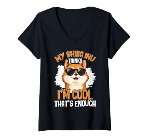 Damen Shiba Inu Hund T-Shirt mit V-Ausschnitt von Shiba Inu Gifts for Men and Women