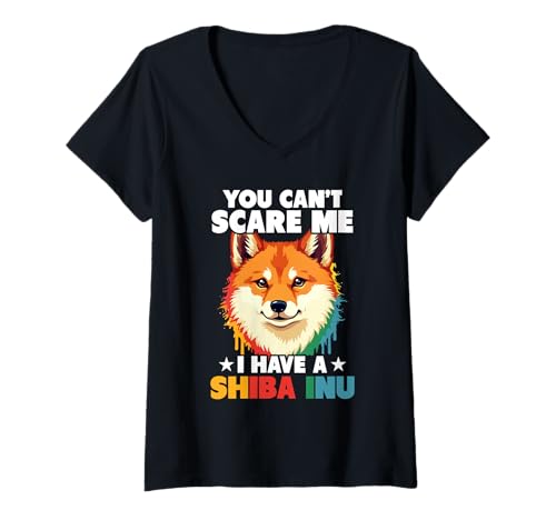 Damen Shiba Inu Hund T-Shirt mit V-Ausschnitt von Shiba Inu Gifts for Men and Women