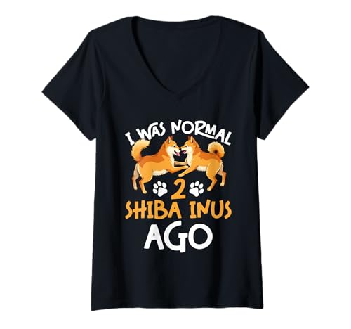 Damen Shiba Inu Hund T-Shirt mit V-Ausschnitt von Shiba Inu Gifts for Men and Women