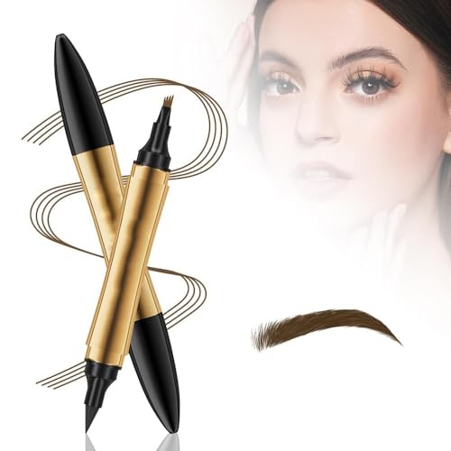 2 in 1 Magic Eyebrow Pencil,2024 Upgrade 3D Microblading Eyebrow Tattoo Pencil 4 Fork Tip with Eyeliner,Multifunction Double Head Eyebrow Pencil Waterproof. (Dark Brown) von Shibeikadi