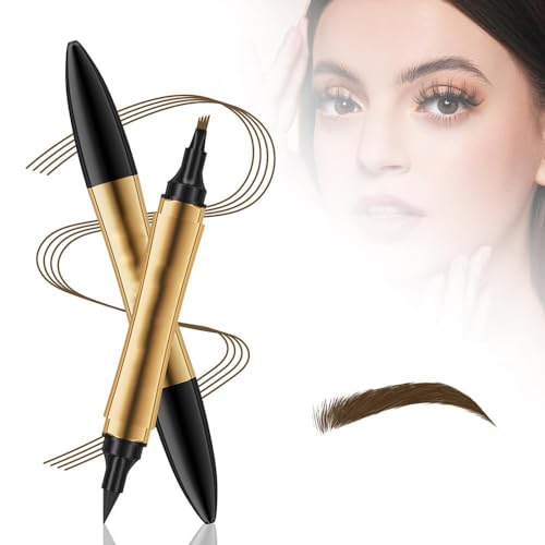 2 in 1 Magic Eyebrow Pencil,2024 Upgrade 3D Microblading Eyebrow Tattoo Pencil 4 Fork Tip with Eyeliner,Multifunction Double Head Eyebrow Pencil Waterproof. (Light Brown) von Shibeikadi