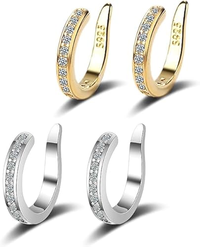 2025 Zafiller Ohrclip, Ohrkorrektor Non Piercing Ohren Manschette Knorpel Ohrringe, Pierceless Ears Cuff Ohrring für Frauen, Tragbare & Verstellbare Fake Ohrringe, 11 mm, Kupfer, Kein Edelstein von Shibeikadi