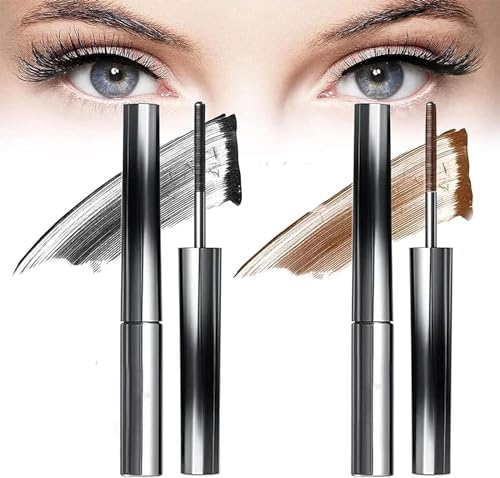 3D Curling Eyelash Iron Mascara, Iron Brush Mascara Waterproof, Non-Clumping Flake Proof Natural Thickening Lengthening Long Lasting Bristleless Mascara. (Black+Brown) von Shibeikadi