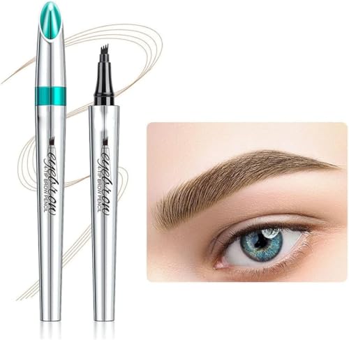 3D Microblading 4 Spitzen Augenbrauenstift, 3D Wasserdicht Microblading Augenbrauenstift 4 Gabelspitze Tattoo Bleistift, 4 Punkt Brauenstift Langanhaltender Natürlicher Augenbrauen-Tattoo-Stift von Shibeikadi