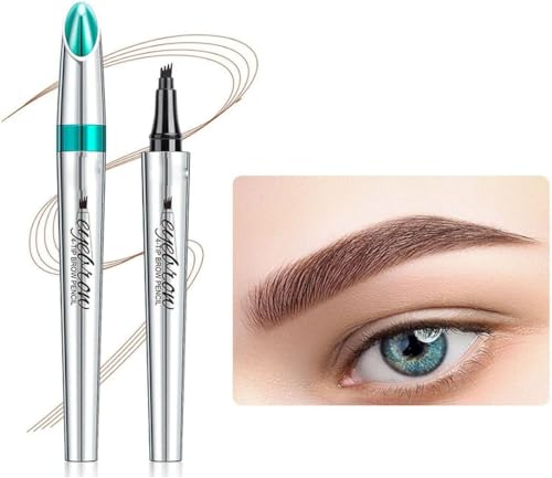 3D Microblading 4 Spitzen Augenbrauenstift, 3D Wasserdicht Microblading Augenbrauenstift 4 Gabelspitze Tattoo Bleistift, 4 Punkt Brauenstift Langanhaltender Natürlicher Augenbrauen-Tattoo-Stift von Shibeikadi