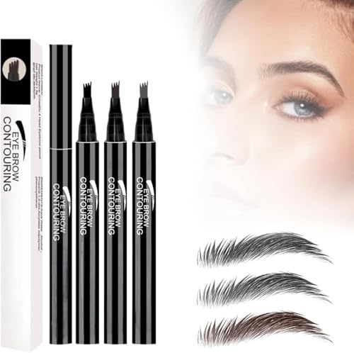 4-Head Split Waterproof Eyebrow Pencil, 2025 NEW Microblading Eyebrow Pen Eye Brow Pencils for Women, 3D Creates Natural Looking Brows Eye Eyebrow Makeup Eyebrow Pen (3Pcs) von Shibeikadi