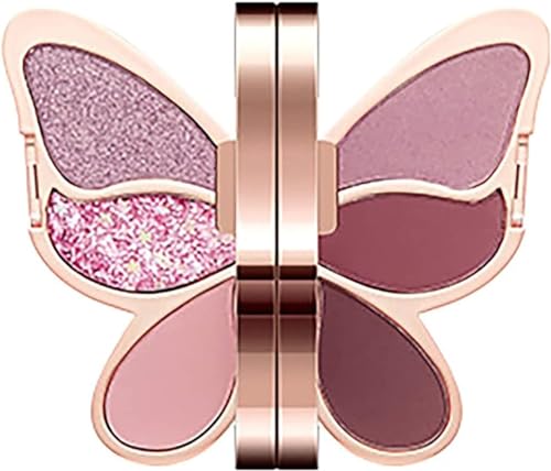 6 Colors Butterfly Eyeshadow Palette Makeup, Blendable Long Lasting Waterproof, Palette Pearl Glitter Matte Color Makeup Butterfly Makeup Palette (#04) von Shibeikadi