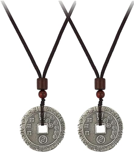 Feng Shui Coins Necklace Chinese Lucky Coin Necklace Feng Shui Necklace for Wealth Good Luck Feng Shui Pendant Necklace Improve Luck And Family Fortune (2pcs) von Shibeikadi