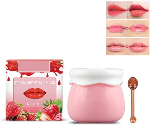 Lip Balm Honey Pot, Honey & Strawberry Day and Night Repair Lip Sleeping Masks Honey Lip Balm, Fade Lip Lines Bee Balm Lip Balm, Hydrating & Prevention Dry. (Pink) von Shibeikadi