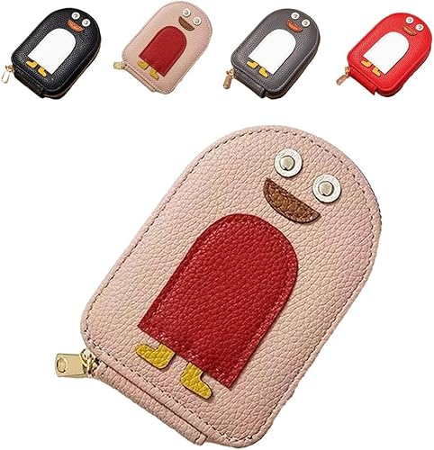 Shibeikadi Cute Penguins Pu Credit Card Coin Wallet,Fashion Penguin Themed Leather Zipper Wallet,Mini Cartoon Penguins Small Card Holde Wallet. (Pink) von Shibeikadi