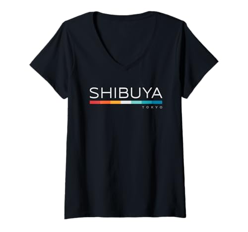Damen Shibuya, Tokio, Japan, Retro-Design T-Shirt mit V-Ausschnitt Damen Shibuya, Tokio, Japan, Retro-Design T-Shirt mit V-Ausschnitt von Shibuya Retro Graphics