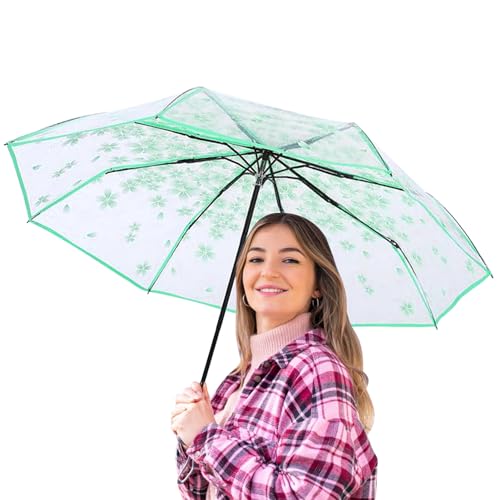 Klare Schirmkuppel, Blasenschirm,Blumendruck-Regenschirm-Bubble-Regenschirm-Kuppel-Abdeckung | Faltbares großes wind- und regensicheres Vordach, elegantes und romantisches Design für von Shichangda