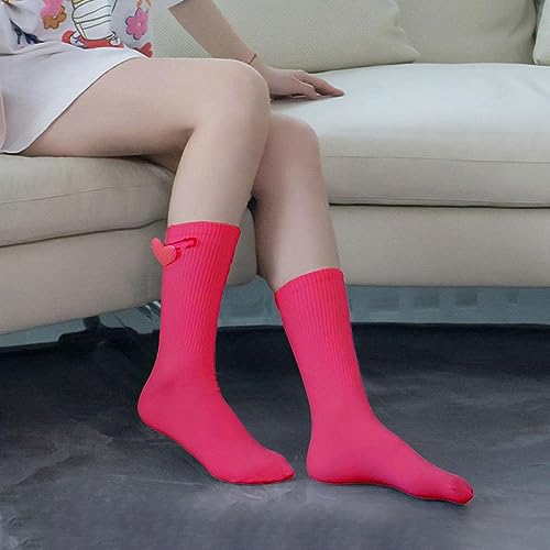 Rosa Barbe-Socken für Mädchen | Rosa Damen-Socken mit mittlerer Wade | Bonbonfarbene Baumwollsocken | Niedliche lustige Herz-Neuheitssocken für Mädchen von Shichangda