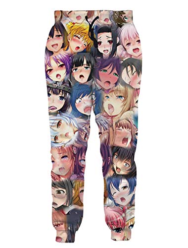 Shichangwei Ahegao Jogginghose Männer Anime Hose Lustiges 3D-Muster Otaku Trouse Gym Jogger zum Laufen von Shichangwei