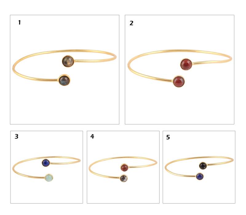 6 Mm Runde Natürliche Edelstein Vergoldet Verstellbare Armreifen, Labradorit Armband Statement Frauen Mahagoni Obsidian von ShifaJewels
