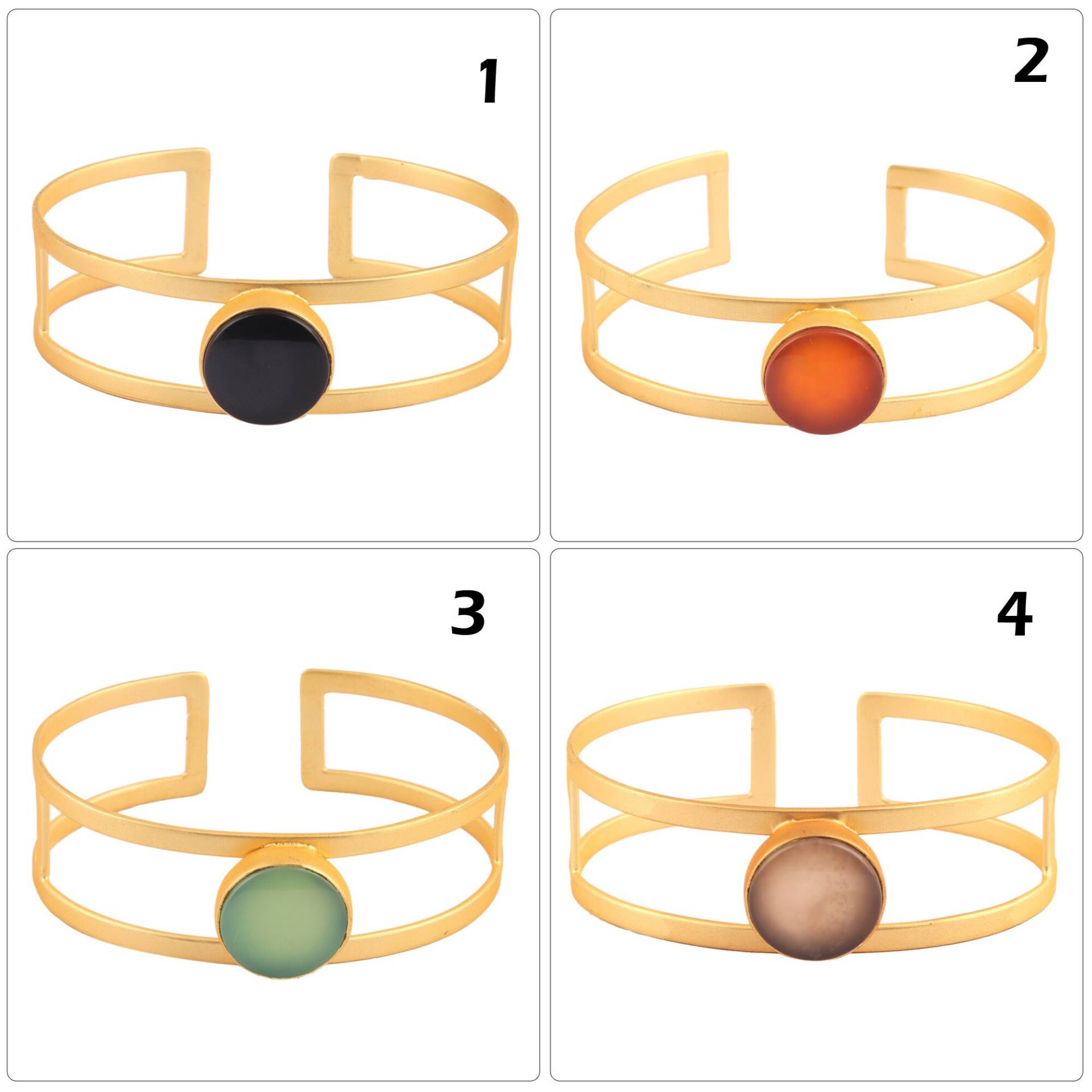 Armreif | Natürlicher Onyx Chalcedon Matt Vergoldet Verstellbarer Runder Edelstein Dull Finish Statement Armreif | Natürlicher Onyx Chalcedon Matt Vergoldet Verstellbarer Runder Edelstein Dull Finish Statement von ShifaJewels
