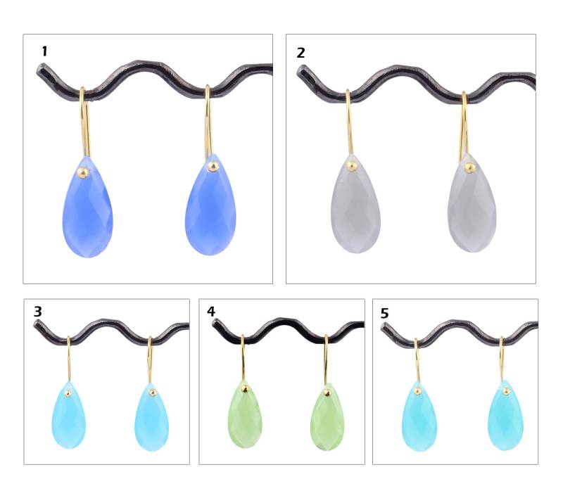 Chalcedon Ohrring 10x20 Mm Birne Form Chaker Cut Vergoldet Haken Ohrringe, Tropfen Geschenk Für Sie Multi Color von ShifaJewels