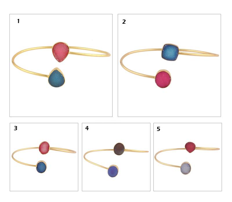 Druzy Armband Armreif | Offener Sugar Vergoldete Verstellbare Armreifen, Kristall Armband, Schmuck Statement von ShifaJewels