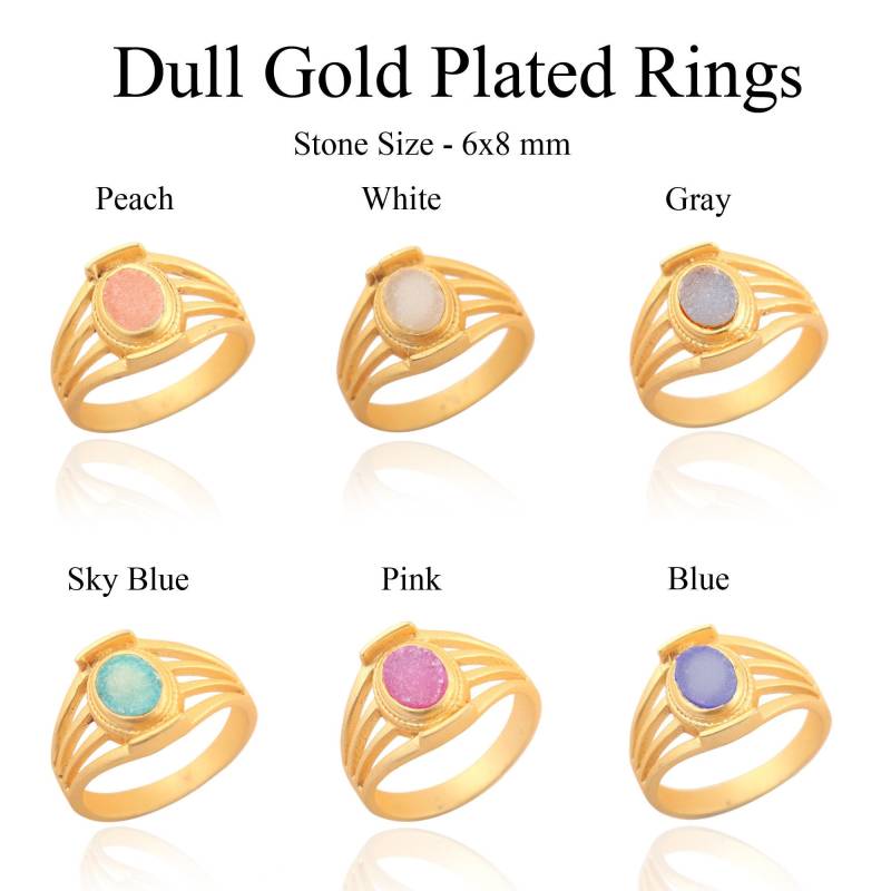 Druzy Dull Gold Ring | Matter Finish Ovale Form Sugar Vergoldet 9 U S Größe Statement Ringe Schmuck Geschenk Für Sie von ShifaJewels