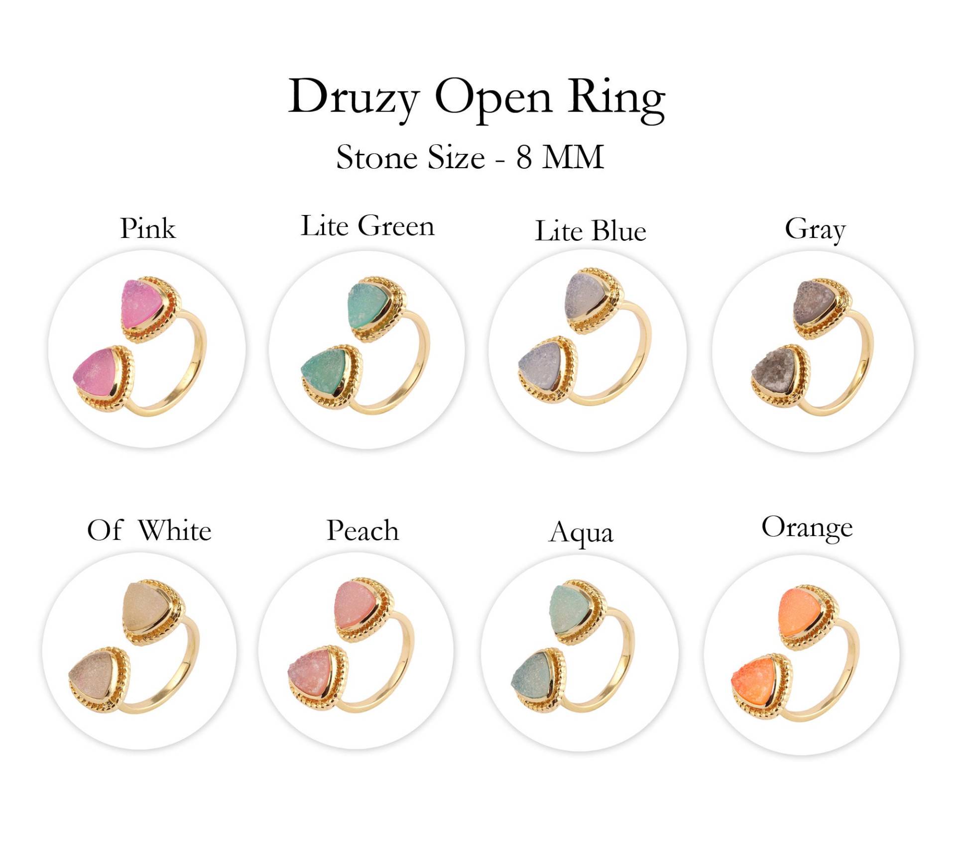 Druzy Ring | Natürliche Zucker Vergoldet Verstellbare Ringe Offene Trillion Form Stapelringe Geschenk Für Sie Kristall Schmuck von ShifaJewels