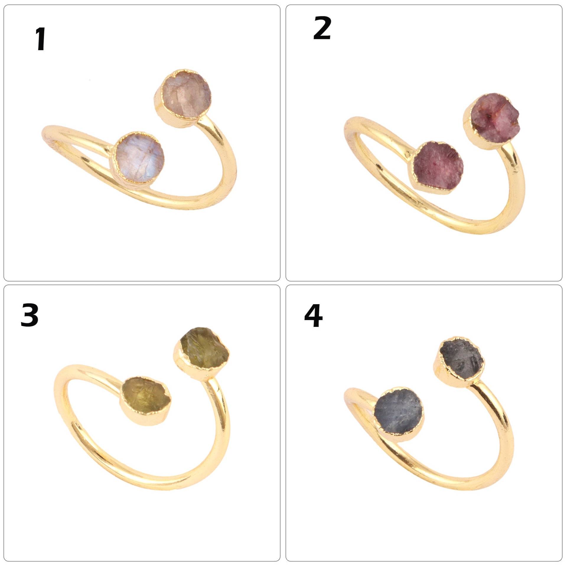 Geburtsstein Edelstein Ring | Natürlicher Roher Vergoldet Verstellbarer Ring, Für Frauen Winziger Mondstein 5 Mm Runde Form Geburtsstein Edelstein Ring | Natürlicher Roher Vergoldet Verstellbarer Ring, Für Frauen Winziger Mondstein 5 Mm Runde Form von ShifaJewels