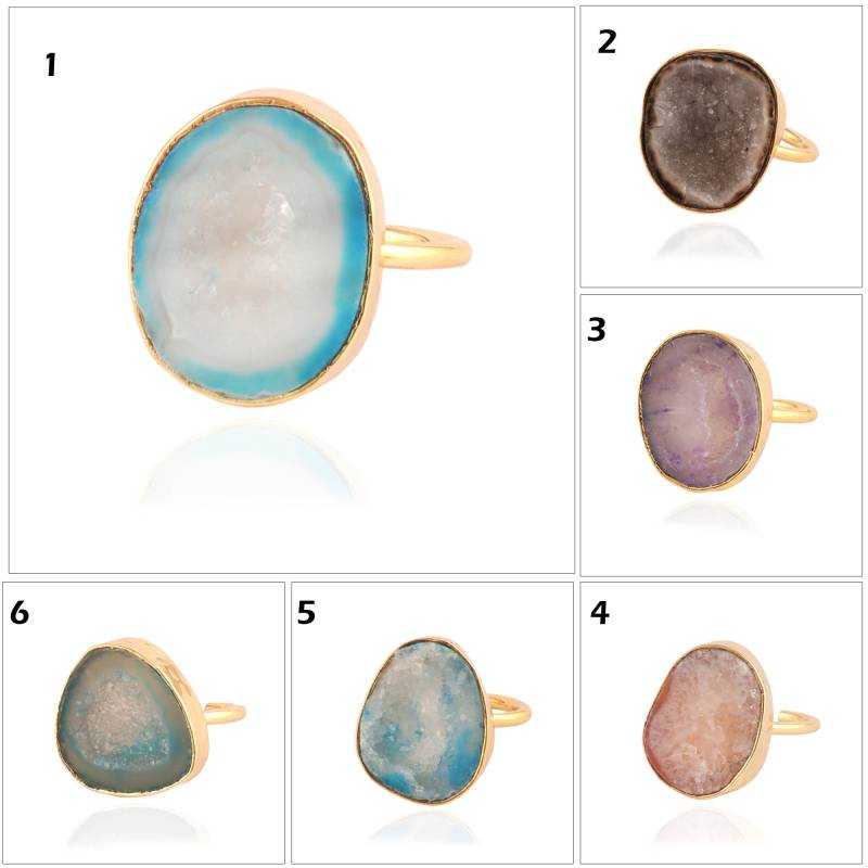 Geode Ring | Druzy Vergoldet Verstellbarer Ring, Für Frauen Statement Geschenk Sie Kristall Schmuck Mama von ShifaJewels