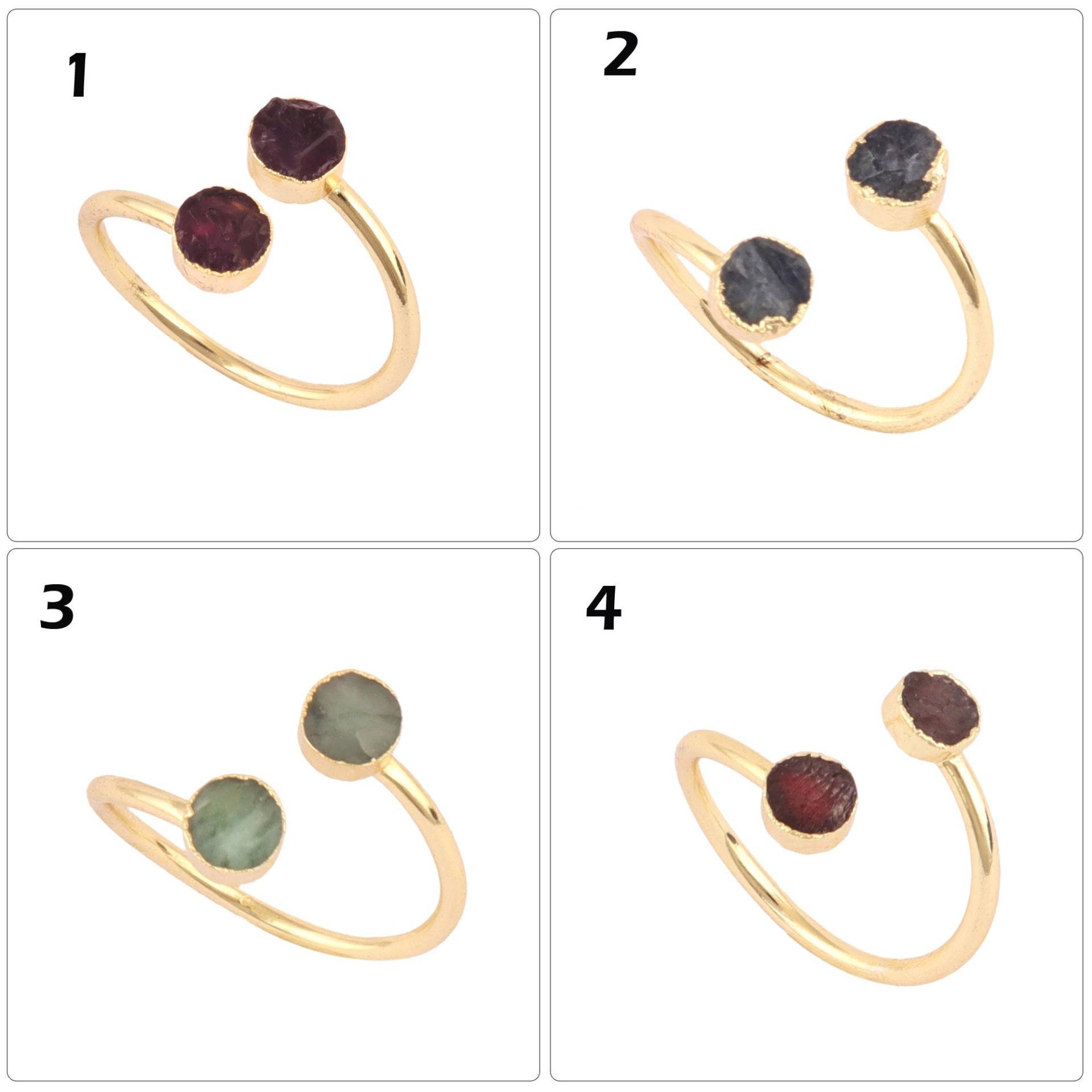 Granat Ring | 5 Mm Rund Form Echt Roh Edelstein Vergoldet Verstellbarer Offener Ring, Saphir Geburtsstein Damen Minimalist Granat Ring | 5 Mm Rund Form Echt Roh Edelstein Vergoldet Verstellbarer Offener Ring, Saphir Geburtsstein Damen Minimalist von ShifaJewels
