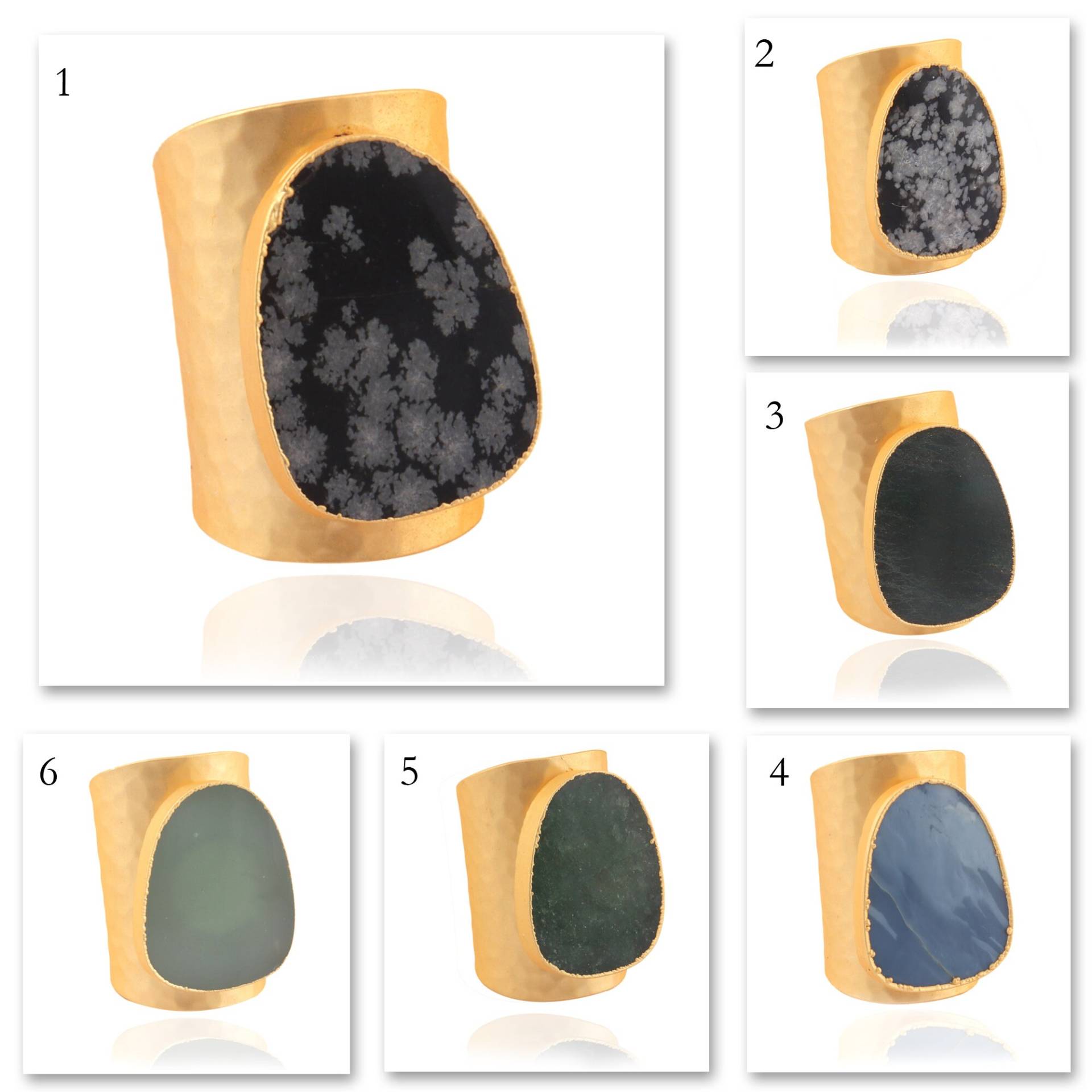 Große Edelstein Ringe Gehämmerter Ring Dull Gold | Natürliche Stumpf Vergoldet Verstellbare Statement Schneeflocken Jaspis Große Edelstein Ringe Gehämmerter Ring Dull Gold | Natürliche Stumpf Vergoldet Verstellbare Statement Schneeflocken Jaspis von ShifaJewels