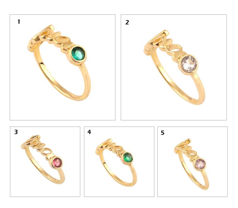Initialring | 4 Mm Rund Hydro Quartz 24K Vergoldete Ringe, Brilliant Cut Ring Geschenk Für Sie Multi Color Quarz Größenring Smaragd von ShifaJewels