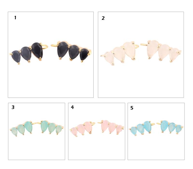 Bergsteiger Ohrring Krabbler Birnenform Chalcedon Vergoldetes Geschenk Für Sie, Onyx Manschette Prong Set Brautjungfer Geschenke von ShifaJewels