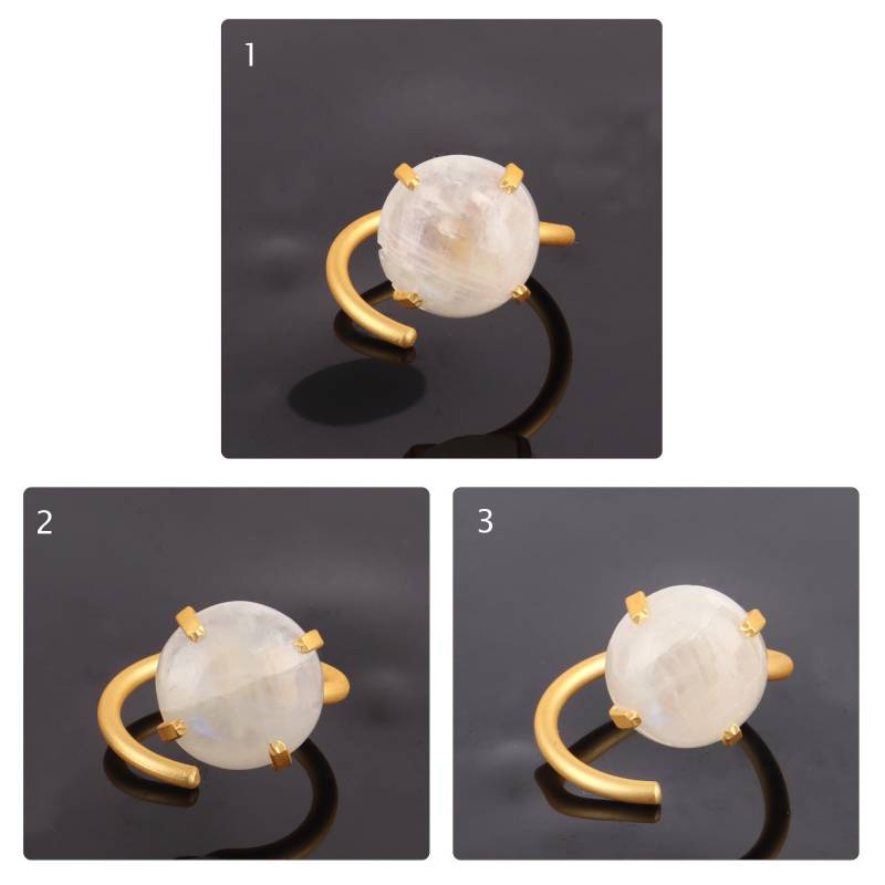 Matter Mondstein Ring | Echter Blauer Feuer Matt Vergoldet Verstellbarer Geburtsstein Statement Prong Set Geschenk Für Sie von ShifaJewels
