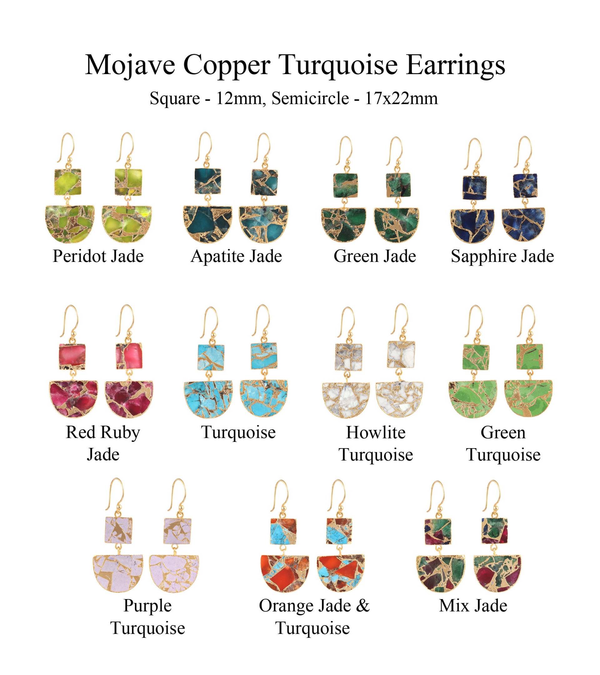 Mojave Peridot Jade Ohrringe | Quadrat Mit Halbkreis Gelbgold Überzogene Tropfen Mohave Howlith Türkis Edelstein Ohrring Geschenk Mojave Peridot Jade Ohrringe | Quadrat Mit Halbkreis Gelbgold Überzogene Tropfen Mohave Howlith Türkis Edelstein Ohrring Geschenk von ShifaJewels