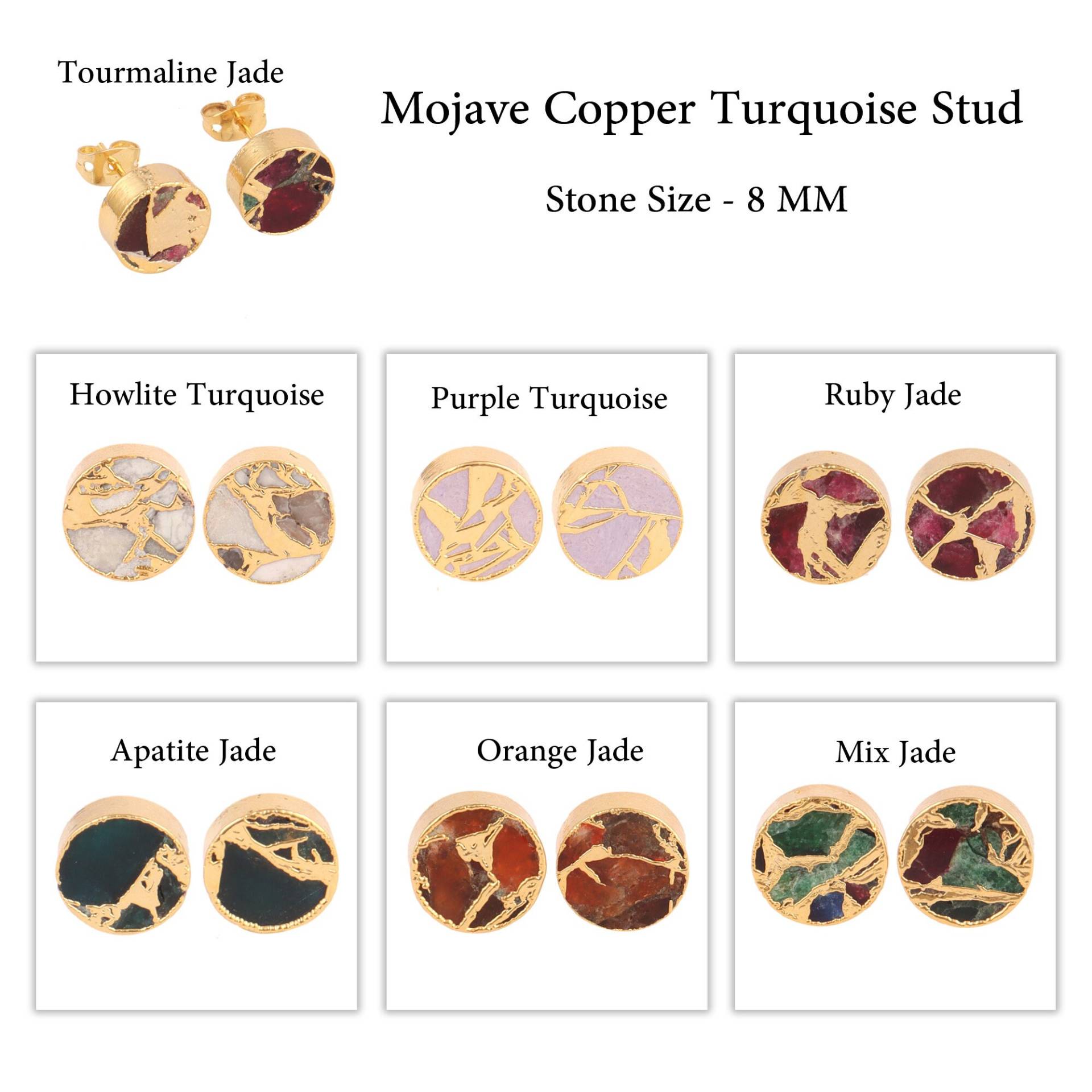 Mojave Türkis Ohrstecker | 8 Mm Runde Jadequarz Vergoldete Kupfer Gepresste Edelstein Mojave Türkis Ohrstecker | 8 Mm Runde Jadequarz Vergoldete Kupfer Gepresste Edelstein von ShifaJewels
