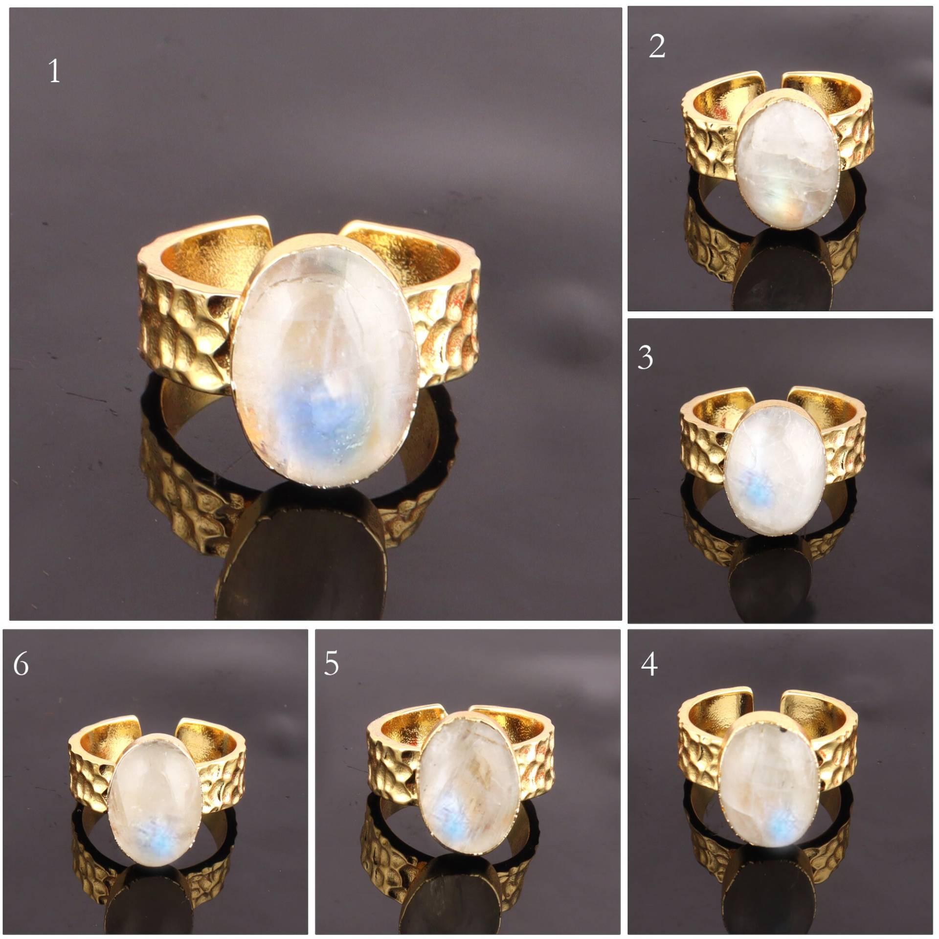 Ovaler Juni Geburtsstein Mondstein Ring Natürlicher Blauer Vergoldet Verstellbare Ringe, Krokodil Textur Statement Ovaler Juni Geburtsstein Mondstein Ring Natürlicher Blauer Vergoldet Verstellbare Ringe, Krokodil Textur Statement von ShifaJewels