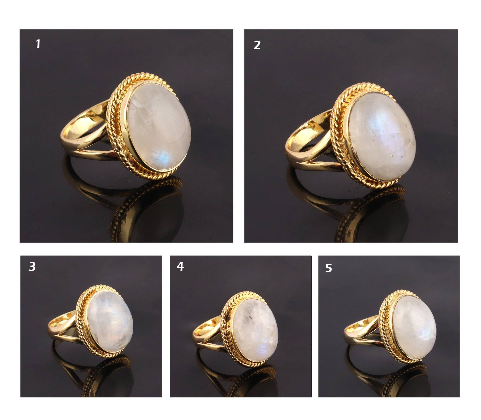 Ovaler Mondstein Ring | Natürlicher Vergoldet Handgemachte Größenringe, Blauer Schmuck Brautjungfern Geschenk Weiße Regenbogen Ringe Ovaler Mondstein Ring | Natürlicher Vergoldet Handgemachte Größenringe, Blauer Schmuck Brautjungfern Geschenk Weiße Regenbogen Ringe von ShifaJewels