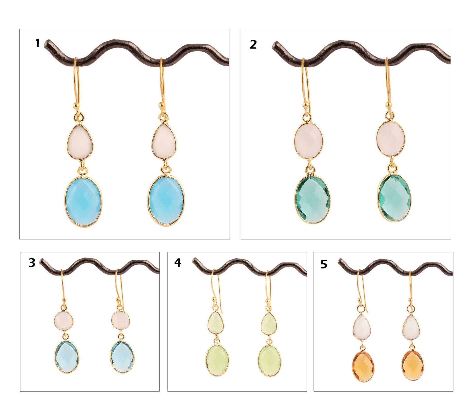 Pear Oval Form Quarz Ohrringe Vergoldet Tropfen Ohrringe, Chalcedon Lünette Set Doppel Stein Facettiert Edelstein Pear Oval Form Quarz Ohrringe Vergoldet Tropfen Ohrringe, Chalcedon Lünette Set Doppel Stein Facettiert Edelstein von ShifaJewels