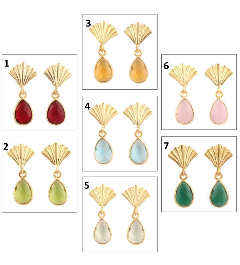 Pear Shape Hydro Quartz Vergoldete Tropfen Ohrringe, Krone Ohrringe Lünette Set Karo Schliff Geburtsstein Winzig Geschenk von ShifaJewels