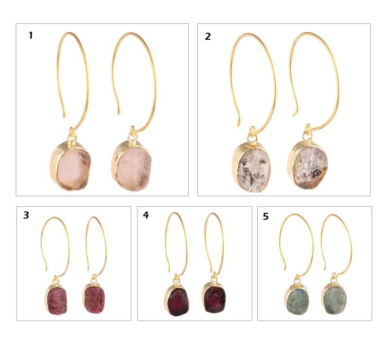 Rohe Geburtsstein Ohrringe | Natürliche Rohedelstein Vergoldet Hoop Ohrring, Birthstone Schmuck Frauen Gehämmerte Statement Creolen von ShifaJewels