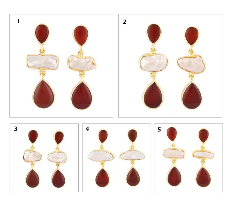 Rote Onyx Ohrringe | Natürlicher Roter Mit Perle Vergoldet Ohrstecker, Handgemachte Collet Set Ohrringe| Brautjungfern Geschenk Für Sie von ShifaJewels