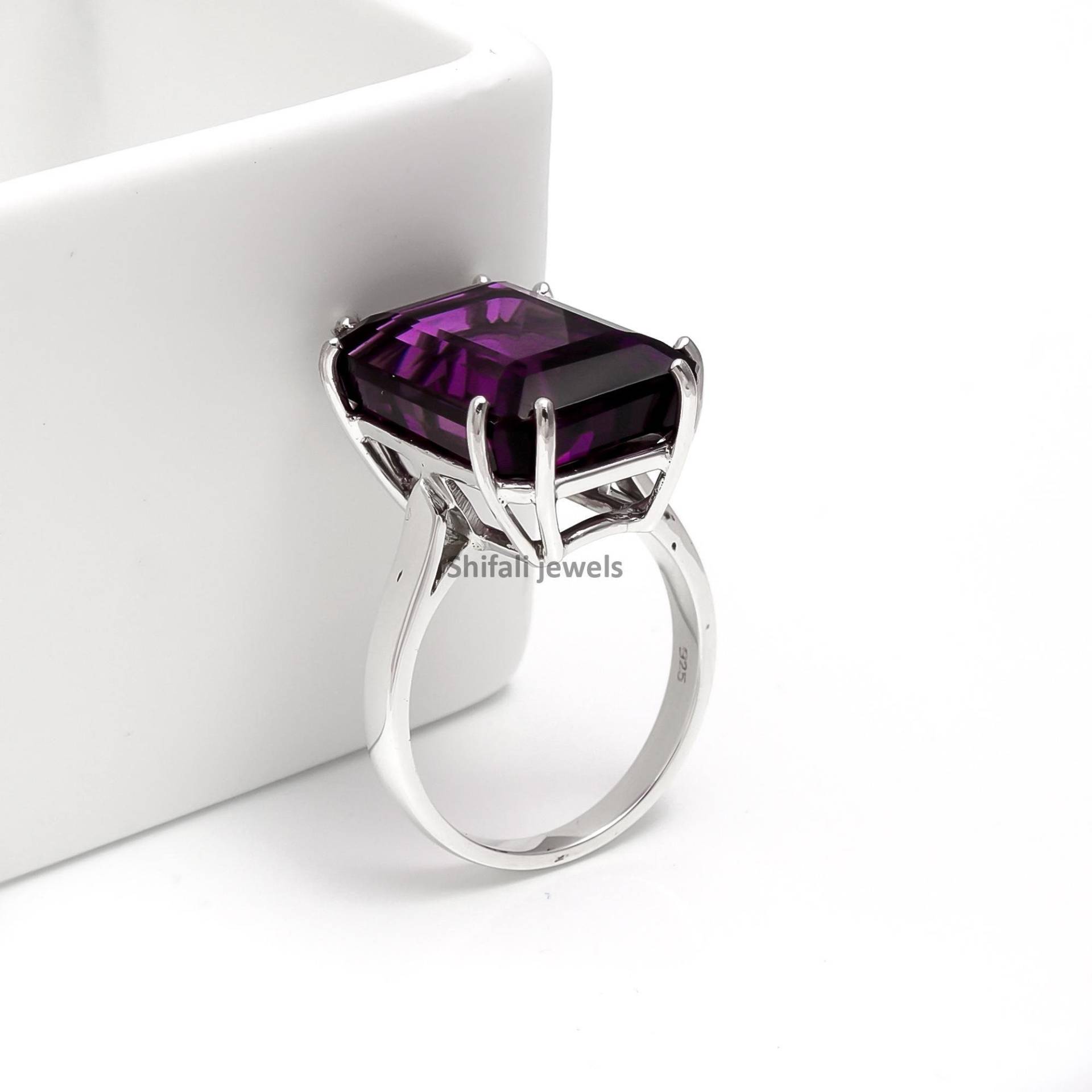 Natürlicher Amethyst Ring Für Frauen/Großer Lila Stein Art Deco Februar Birthstone Geschenke Sie von Shifalijewels