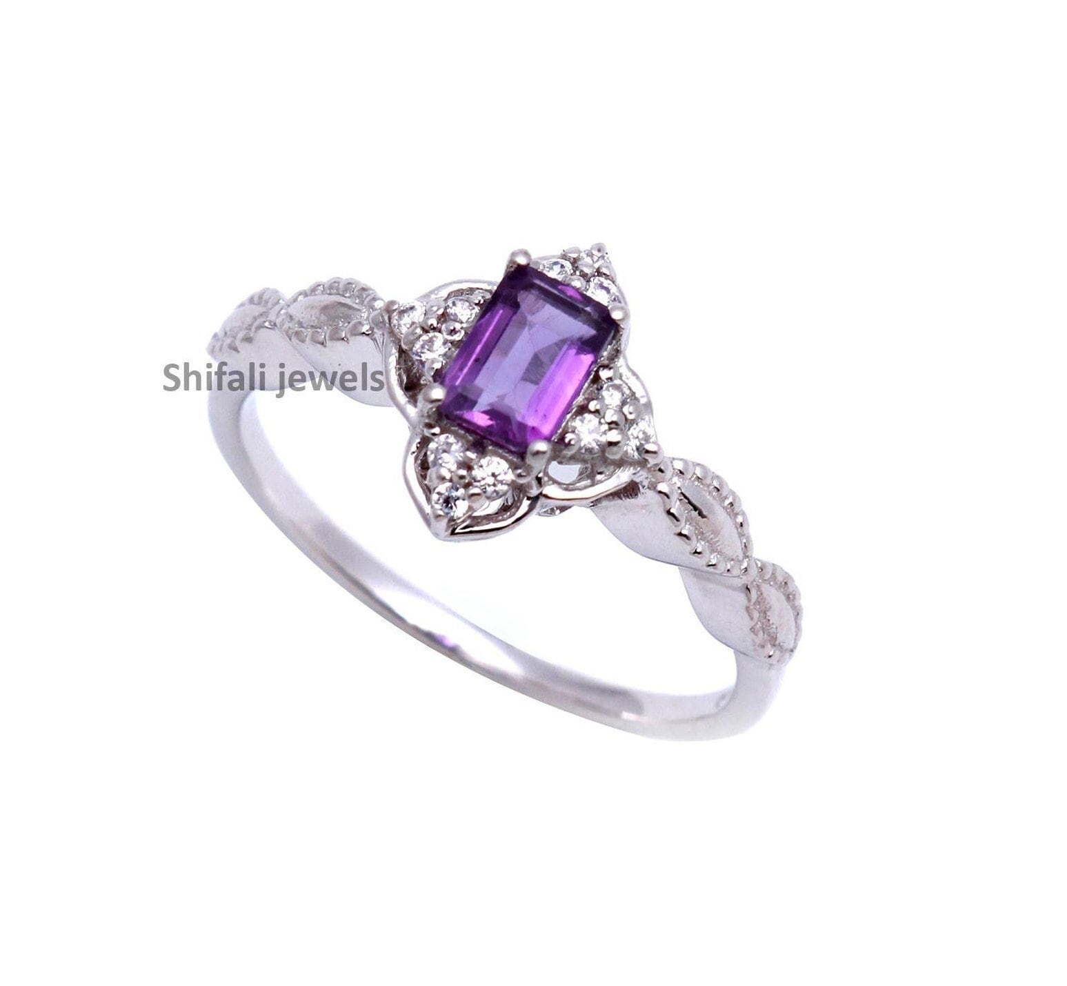 Natürlicher Amethyst Ring Für Frauen/Lila Stein Ring/Amethyst Cluster Ring/Art Deco Ring/Februar Geburtsstein Ring/Stackable Ring/Geschenk Sie von Shifalijewels