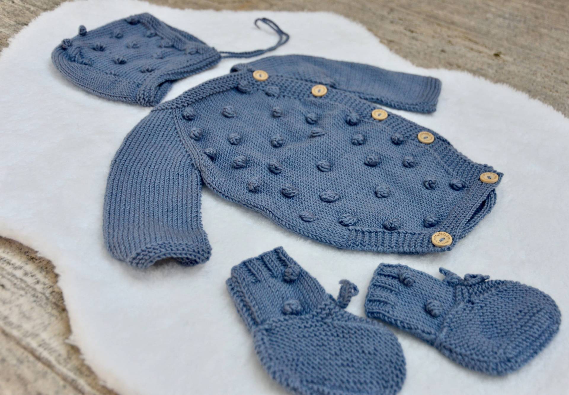 Baby Strampler Set, Outfit Neugeborenen Baumwolle Strick Jumpsuit Öko Set von Shiffachi