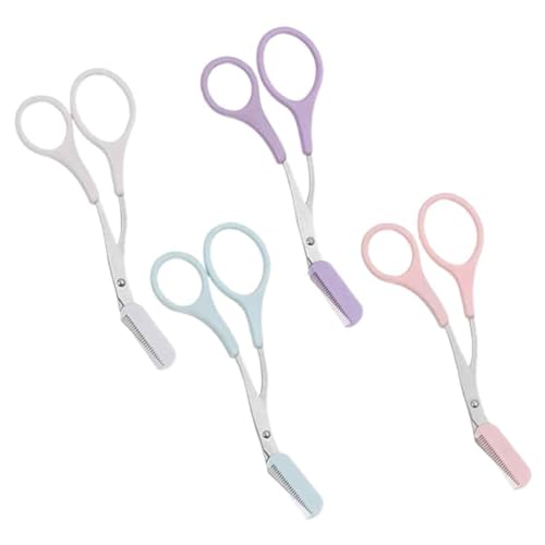 Augenbrauenschere mit Kamm, Augenbrauenschere, Edelstahl, Augenbrauen-Trimmer, Wimpernkamm, Augenbrauenkamm, kleine Augenbrauenpflege, Schönheitswerkzeug für Männer und Frauen, 4 Stück von ShigKeu