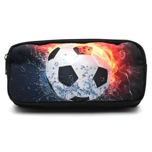 Fußball-Federmäppchen für Jungen, großes Fassungsvermögen, leichtes Federmäppchen, tragbares Federmäppchen, Schreibwaren-Organizer für Studenten, Mädchen, Jungen, Stifteetui (schwarz), Schwarz , bzw von ShigKeu