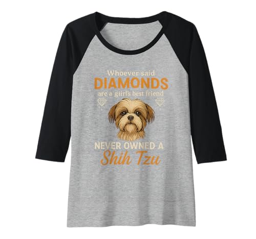 Damen Funny Diamonds sind die beste Freundin eines Mädchens, Shih Tzu Dog Puppy Raglan Damen Funny Diamonds sind die beste Freundin eines Mädchens, Shih Tzu Dog Puppy Raglan von Shih Tzu Dog Mom Pet Owner Apparel Quote Women